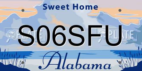 S06SFU Alabama License Plate