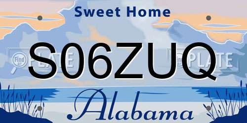 S06ZUQ Alabama License Plate