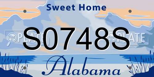 S0748S Alabama License Plate