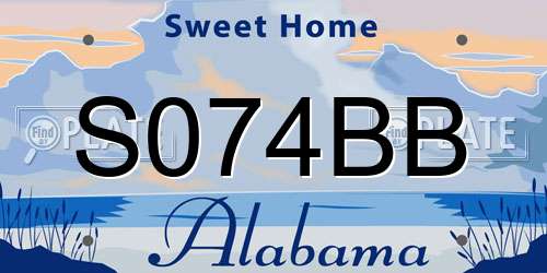 S074BB Alabama License Plate