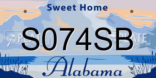 S074SB Alabama License Plate