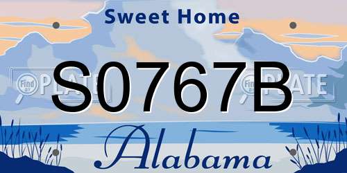 S0767B Alabama License Plate