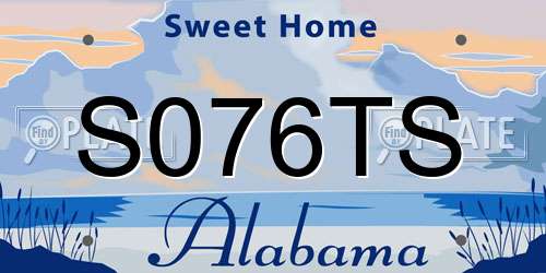 S076TS Alabama License Plate