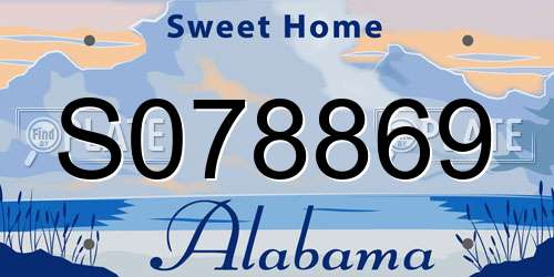 S078869 Alabama License Plate