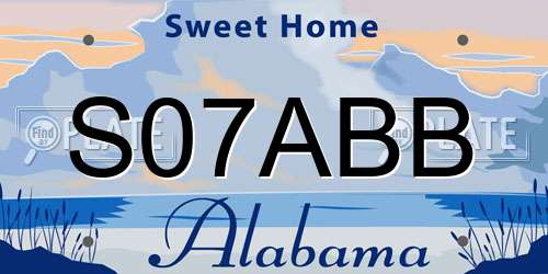 S07ABB Alabama License Plate