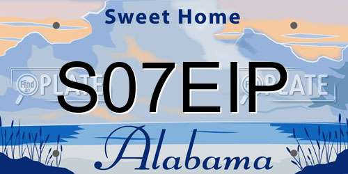 S07EIP Alabama License Plate