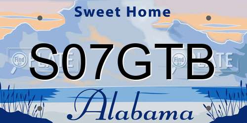 S07GTB Alabama License Plate