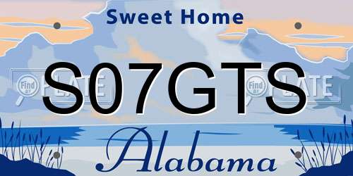 S07GTS Alabama License Plate