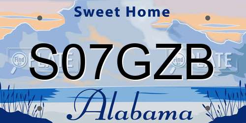 S07GZB Alabama License Plate