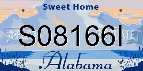 S08166I Alabama License Plate