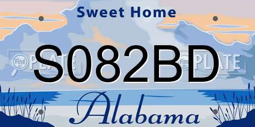 S082BD Alabama License Plate