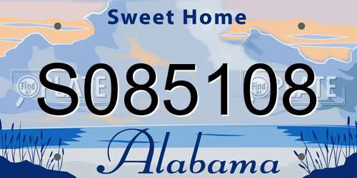 S085108 Alabama License Plate