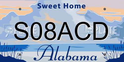S08ACD Alabama License Plate