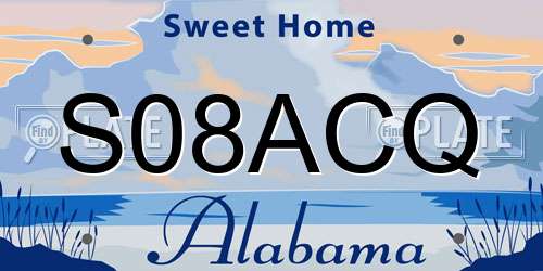 S08ACQ Alabama License Plate