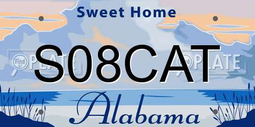 S08CAT Alabama License Plate