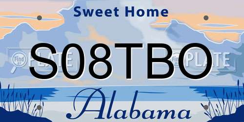 S08TBO Alabama License Plate