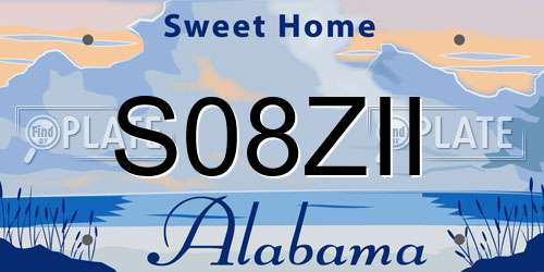 S08ZII Alabama License Plate