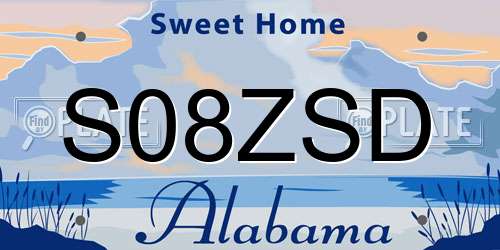 S08ZSD Alabama License Plate