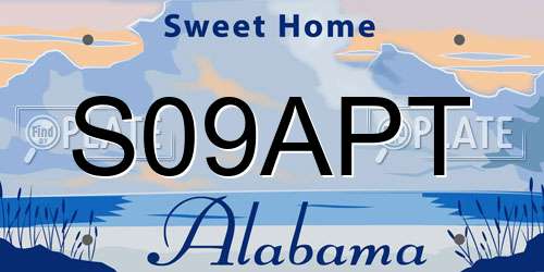 S09APT Alabama License Plate