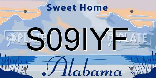 S09IYF Alabama License Plate