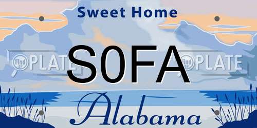 S0FA Alabama License Plate