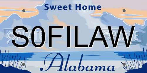 S0FILAW Alabama License Plate