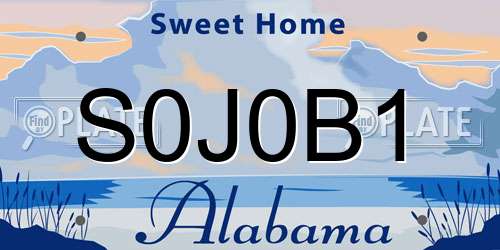 S0J0B1 Alabama License Plate