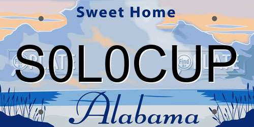 S0L0CUP Alabama License Plate
