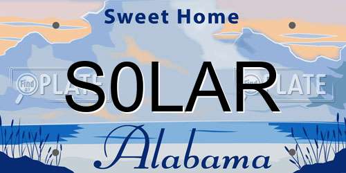 S0LAR Alabama License Plate