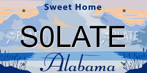 S0LATE Alabama License Plate