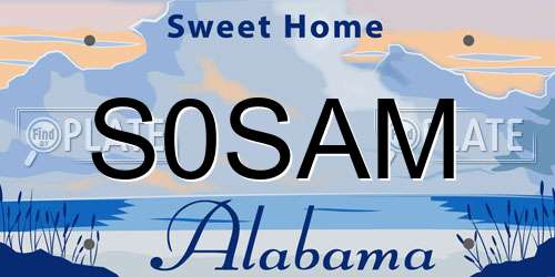 S0SAM Alabama License Plate
