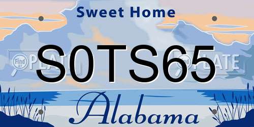 S0TS65 Alabama License Plate