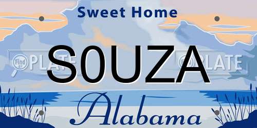 S0UZA Alabama License Plate