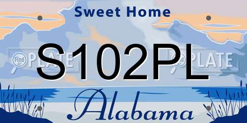 S102PL Alabama License Plate