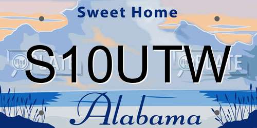 S10UTW Alabama License Plate