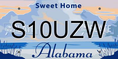 S10UZW Alabama License Plate