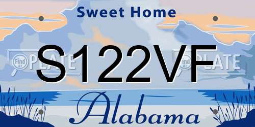 S122VF Alabama License Plate