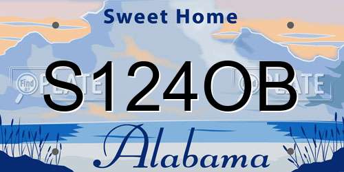 S124OB Alabama License Plate