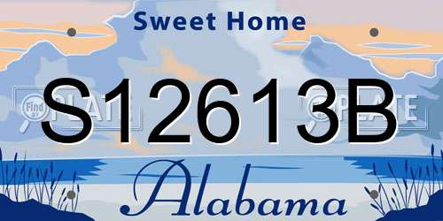 S12613B Alabama License Plate