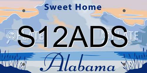 S12ADS Alabama License Plate