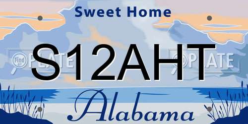 S12AHT Alabama License Plate