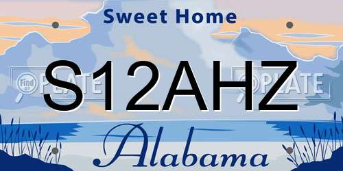 S12AHZ Alabama License Plate