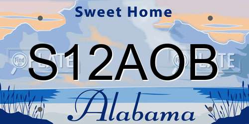 S12AOB Alabama License Plate