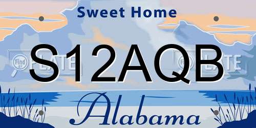 S12AQB Alabama License Plate