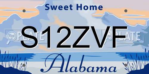 S12ZVF Alabama License Plate