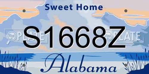 S1668Z Alabama License Plate