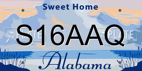 S16AAQ Alabama License Plate