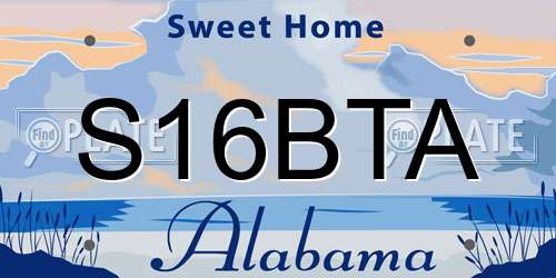 S16BTA Alabama License Plate