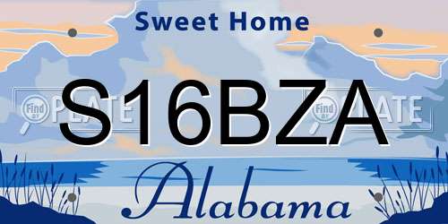 S16BZA Alabama License Plate