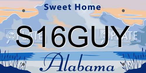 S16GUY Alabama License Plate